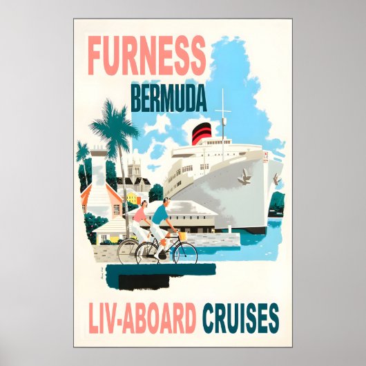 Furness Bermuda Line Stoomschip Reisposter Poster (Voorkant)