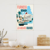 Furness Bermuda Line Stoomschip Reisposter Poster (Keuken)