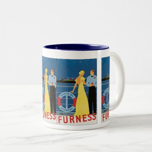 Furness ~ Queen of Bermuda Tweekleurige Koffiemok (Voorkant rechts)