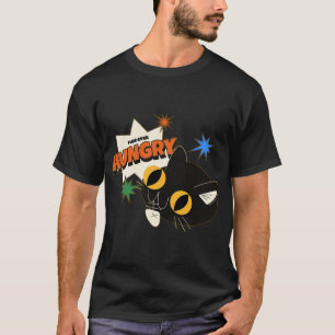 Furr-ever hongerige grappige retro zwarte kat t-shirt