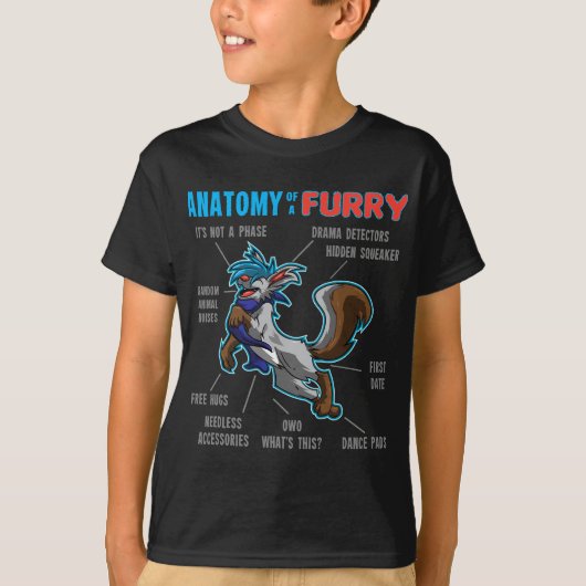 Furry - Anatomie van een harige - cartoon wolf T-shirt (Voorkant)
