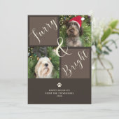 Furry and Bright Brown 2 foto hond Feestdagenkaart (Staand voorkant)