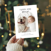 Furry and Bright Christmas Baby en hondenfoto Feestdagenkaart