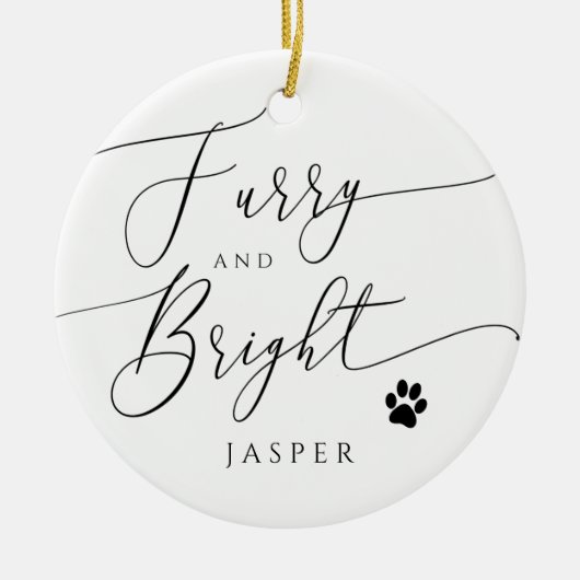 Furry and Bright Dog of Cat kerstfoto Keramisch Ornament (Voorkant)