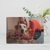 Furry and Bright Photo Tartan Christmas Feestdagenkaart (Staand voorkant)