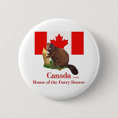 Furry Beaver Ronde Button 5,7 Cm (Voorkant)