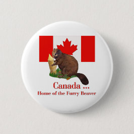 Furry Beaver Ronde Button 5,7 Cm