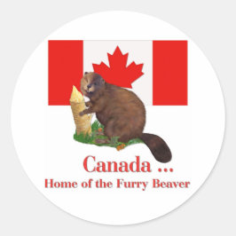 Furry Beaver Ronde Sticker