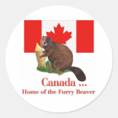 Furry Beaver Ronde Sticker (Voorkant)