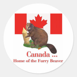 Furry Beaver Ronde Sticker