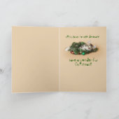 Furry behulpzaam Kerstmis decoreren kitten Feestdagen Kaart (Binnen)