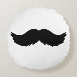 Furry Black Mustache Rond Kussen