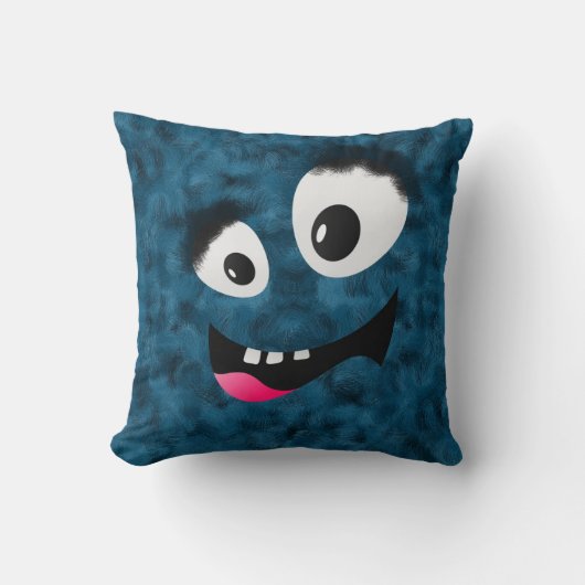 Furry Blue Monster Kussen (Voorkant)