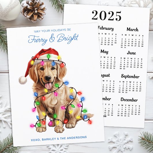 Furry & Bright 2025 Kalender Golden Retriever Hond Feestdagenkaart