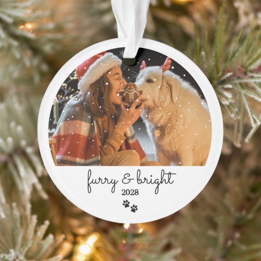 Furry & Bright Custom Vakantie Huisdier Foto Ornam Ornament (Boom)