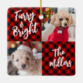 Furry & Bright Dog 2-foto met Kerstmis Keramisch Ornament (Achterkant)