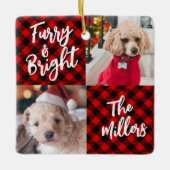 Furry & Bright Dog 2-foto met Kerstmis Keramisch Ornament (Voorkant)