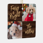 Furry & Bright Dog 2 Foto Rustige Kerstmis Keramisch Ornament (Rechts)