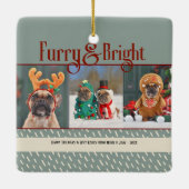 Furry & Bright Dog Christmas Photo Holiday Keramisch Ornament (Achterkant)