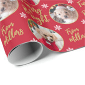 Furry & Bright Dog Foto met kerstsnowflake Cadeaupapier (Rol Hoek)