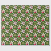Furry & Bright Dog Foto met kerstsnowflake Green Cadeaupapier (Vlak)