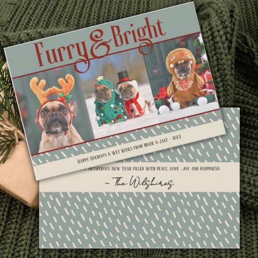 Furry & Bright Dog Kerstfoto Vakantie Kaart