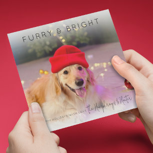Furry & Bright Foto Kerstvakantie Kaart