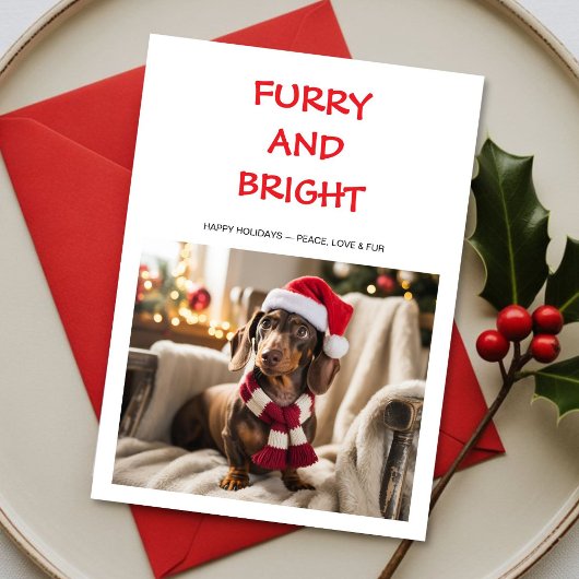 Furry & Bright Kleurrijke hond Kerst Kaart