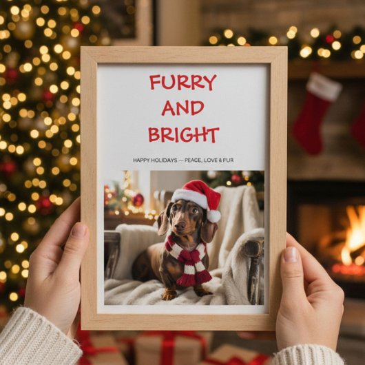 Furry & Bright Kleurrijke hond Kerst Kaart