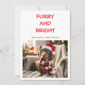 Furry & Bright Kleurrijke hond Kerst Kaart (Voorkant)