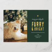 Furry & Bright Modern Dog Photo Collage Christmas Folie Feestdagenkaart (Voorkant)
