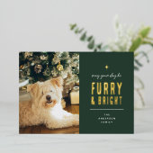 Furry & Bright Modern Dog Photo Collage Christmas Folie Feestdagenkaart (Staand Voorkant)