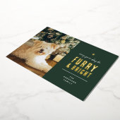 Furry & Bright Modern Dog Photo Collage Christmas Folie Feestdagenkaart (Gedraaid)