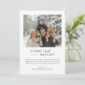 Furry & Bright Moderne Familie Hond Foto Kerstmis Feestdagenkaart (Staand voorkant)