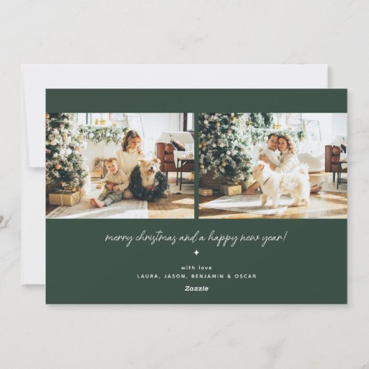 Furry & Bright Moderne Hond Fotocollage Kerstmis Feestdagenkaart (Achterkant)