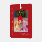 Furry & Bright | Pet Foto Kerstboom Metalen Ornament (Voorkant links)