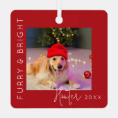 Furry & Bright | Pet Foto Kerstboom Metalen Ornament (Achterkant)