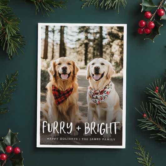 Furry Bright Schattige Funny Pet Dog Foto Kerst Feestdagenkaart