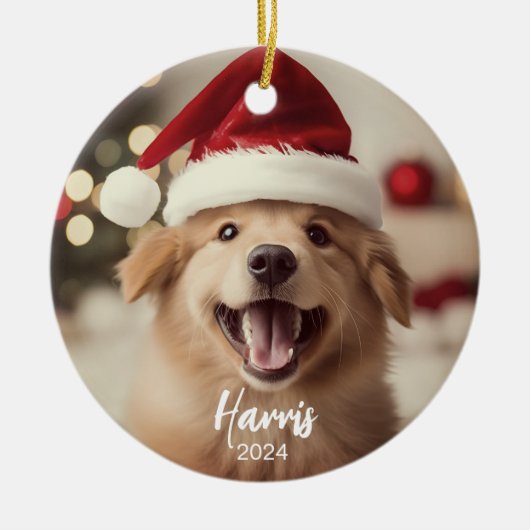 Furry + Bright Schattigee Hond Foto Kerst Ornament (Voorkant)