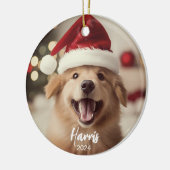 Furry + Bright Schattigee Hond Foto Kerst Ornament (Links)