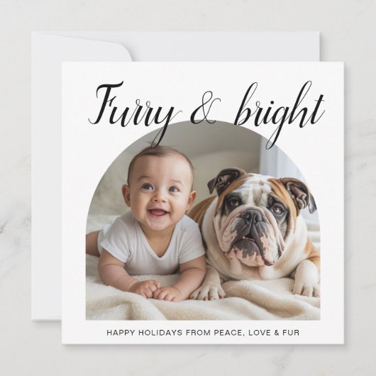 Furry & Bright Traditionele schattige kerst Kaart (Voorkant)