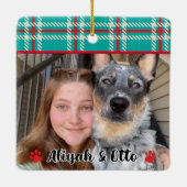 Furry & Bright-vakantie Santa Square-sticker Keramisch Ornament (Achterkant)