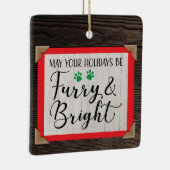 Furry & Bright (voeg uw foto toe) kerstboomkast Keramisch Ornament (Rechts)