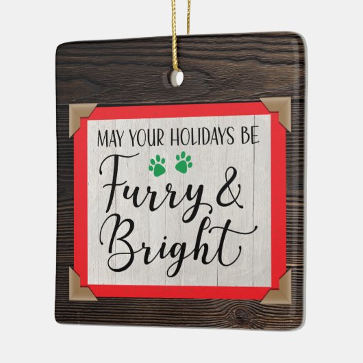 Furry & Bright (voeg uw foto toe) kerstboomkast Keramisch Ornament (Links)