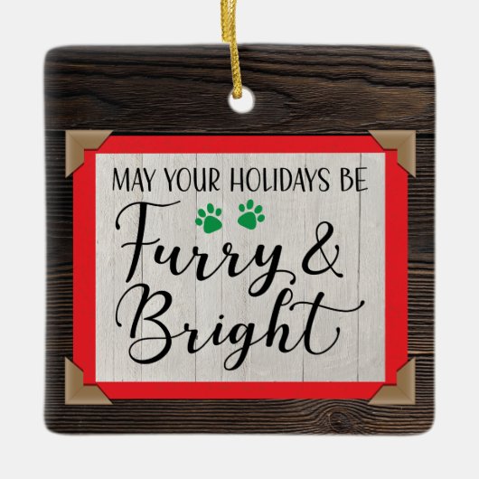 Furry & Bright (voeg uw foto toe) kerstboomkast Keramisch Ornament (Voorkant)