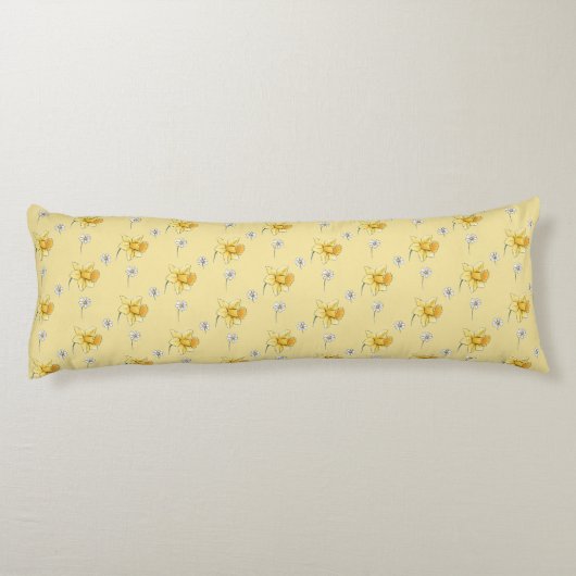 Furry Brown Bunnies Among Daffodils Lichaamskussen (Achterkant)