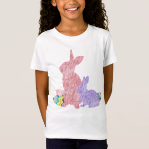 Furry Bunnies Roze Paarse Paaseieren Waterverf T-shirt