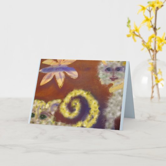 Furry Cats Friendly Note Kaart (Gele Bloem)