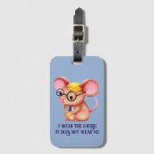 Furry Cheese Man Business Mouse Tie Glasses Nerdy Bagagelabel (Voorkant (verticaal))