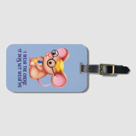 Furry Cheese Man Business Mouse Tie Glasses Nerdy Bagagelabel (Voorkant (horizontaal))